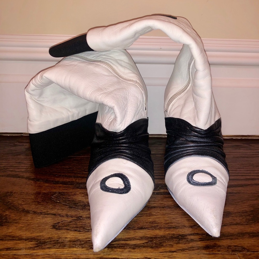 Black and white boots